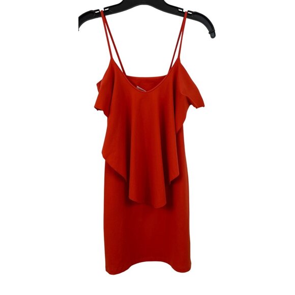 Susana Monaco Orange Mini Ruffle Dress Womens Size XS - Picture 1 of 8